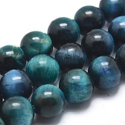 Tiger Eye Natural Tiger Eye Bead Strands, Dyed & Heated, Round, 8mm, Hole: 1mm, about 15.55 inch long, 49pcs/strand