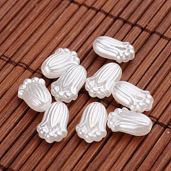 Blanc Fleur perles acryliques imitation de perles, blanc, 12x8x5mm, trou: 1 mm, environ 2173 pcs / 500 g