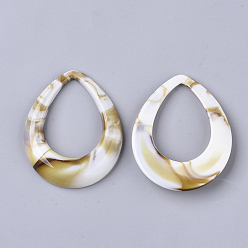 Linen Acrylic Pendants, Imitation Gemstone Style, Teardrop, Linen, 53x43.5x8mm, Hole: 26x36mm, about 73pcs/500g