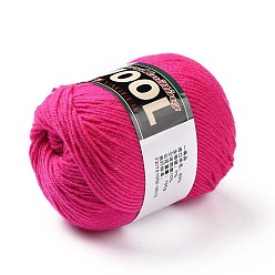 Cerise Polyester & Wool Yarn for Sweater Hat, 4-Strands Wool Threads for Knitting Crochet Supplies, Cerise, about 100g/roll