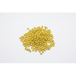 Golden Plated 8/0 Electroplate Glass Seed Beads, Round Hole Rocailles, Golden Plated, 3x2.3mm, Hole: 0.7mm