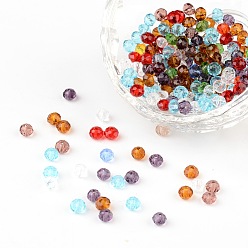 Couleur Mélangete Perles à facettes en verre transparent rondelle, couleur mixte, 8x6mm, Trou: 1mm