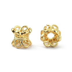 Real 18K Gold Plated 6-Petal Brass Double Sided Bead Caps, Real 18K Gold Plated, 6.5x6mm, Hole: 2mm
