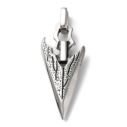 Antique Silver Ion Plating(IP) 304 Stainless Steel Pendants, Spearhead Arrow Weapon Charm, Antique Silver, 49x18.5x4.3mm, Hole: 5x6mm