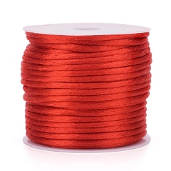 Красный Нейлоновый шнур, атласный шнур, для изготовления украшений из бисера, китайское вязание, красные, 1.5 мм, около 16.4 ярдов (15 м) / рулон