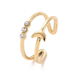 Золотой Открытое кольцо-манжета в форме полумесяца из прозрачного циркония, украшения из титановой стали для женщин, золотые, внутренний диаметр: 19 мм
