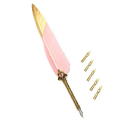 Pink Stylo trempé plume, avec pointe de stylo en alliage et pointes de rechange, pour la journée des professeurs, rose, 285x45mm