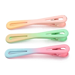 Mixed Color Knot Spray Painted Iron Alligator Hair Clip for Girls, Mixed Color, 14.5x81.5x13.5mm, 3pcs/card