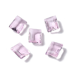 Бледно-Розовый Прозрачные стеклянные кабошоны со стразами, граненые, прямоугольные, назад назад, розовый жемчуг, 10x8x4.5 мм