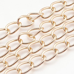 Golden Decorative Chain Aluminium Twisted Chains Curb Chains, Unwelded, Golden, 15x10x2mm