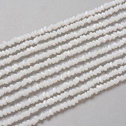 Blanc Chapelets de perles en verre, imitation verre de jade, facette, polygone, blanc, 2.5x2.5x2.5mm, trou: 0.7mm, environ 150 pcs/chapelet, 13.39'' (34 cm)