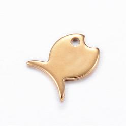 Golden 201 Stainless Steel Charms, Fish, Golden, 10.5x9x1mm, Hole: 1.5mm