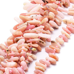 Pink Opal Natural Pink Opal Beads Strands, Nuggets, 9.5~30x4.5~7.5x1.5~5mm, Hole: 0.8mm, about 80pcs/strand, 15.75 inch(40cm)