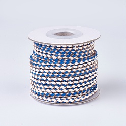 Озёрно--синий Плетеные кожаные шнуры, круглые, Плут синий, 3 мм, около 10 ярдов / рулон