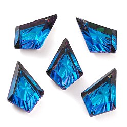 Bermuda Blue Embossed Glass Rhinestone Pendants, Faceted, Kite, Bermuda Blue, 19x12x5.5mm, Hole: 1.2mm