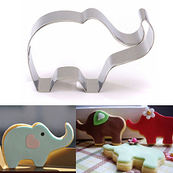 Stainless Steel Color 304 Stainless Steel Cookie Cutters, Cookies Moulds, DIY Biscuit Baking Tool, Elephant, Stainless Steel Color, 45x89x17.5mm