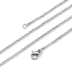 Stainless Steel Color 304 Stainless Steel Necklaces Unisex Rolo Chain Necklaces, Stainless Steel Color, 19.69 inch~20.08 inch(50~51cm), 2mm