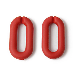 Red Rubberized Style Acrylic Linking Rings, Quick Link Connectors, For Cable Chains Making, Oval, Red, 20x11x3mm, Inner Diameter: 13.5x4mm