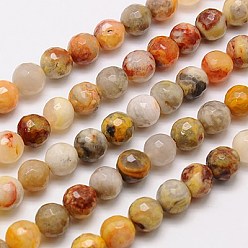 Crazy Agate Natural Crazy Agate Beads Strands, Faceted, Round, Mixed Color, 8mm, Hole: 1mm, about 46pcs/strand, 15.75 inch