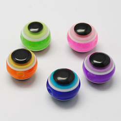 Color mezclado Redondas perlas de resina mal de ojo, color mezclado, 10x9 mm, agujero: 1.8~2 mm
