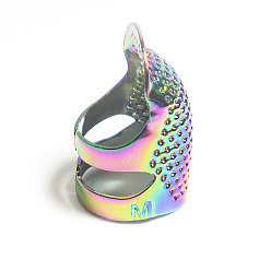 Rainbow Color Protector de dedos de dedal de costura de latón, protector de dedo ajustable, diy herramientas de costura, color del arco iris, 26 mm