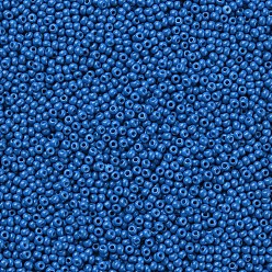 Cielo Azul Oscuro 11/0 calificar unas cuentas redondas de semillas de vidrio, pintura para hornear, cielo azul profundo, 2.3x1.5 mm, agujero: 1 mm, sobre 48500 unidades / libra