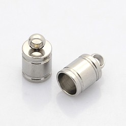 Stainless Steel Color 201 Stainless Steel Cord Ends, End Caps, Stainless Steel Color, 10x6mm, Hole: 2mm, Inner diameter: 5mm