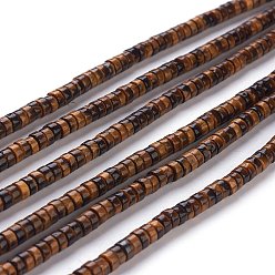 Tiger Eye Natural Yellow Tiger Eye Beads Strands, Heishi Beads, Flat Round/Disc, 4~4.5x2.5mm, Hole: 0.7mm, about 167pcs/strand, 15.43 inch(39.2cm)