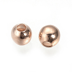 Real Rose Gold Plated Brass Spacer Beads, Nickel Free, Real Rose Gold Plated, Round, 3mm, Hole: 1mm