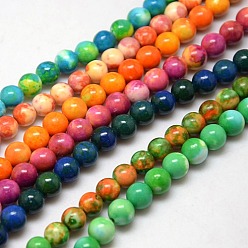 Mixed Color Synthetic Fossil Beads Strands, Dyed & Heated, Round, Mixed Color, 8mm, Hole: 1mm, about 50pcs/strand, 15.7 inch