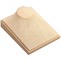 Cornsilk Wood Covered with Linen Bust Shaped Necklace Display Stands, Cornsilk, 21x17x3.8cm