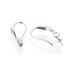 Platinum Brass Earring Hooks, for Half Drilled Beads, Platinum, 20x2.7mm, 20 Gauge, Pin: 0.8mm, Bail: 6x2.7mm, 21 Gauge, Pin: 0.7mm