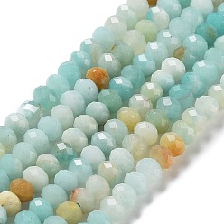 Flower Amazonite Natural Flower Amazonite Beads Strands, Faceted, Rondelle, 6x4~5mm, Hole: 0.7mm, about 90pcs/strand, 15.16''(38.5cm)