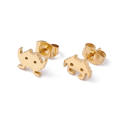 Oro 304 aretes asimétricos manos arriba y abajo de acero inoxidable, aretes para mujer, dorado, 5.5~6x8 mm, pin: 0.8 mm
