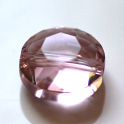 Pink Imitations de perles de cristal autrichien, grade de aaa, facette, plat rond, rose, 12x6.5mm, Trou: 0.9~1mm