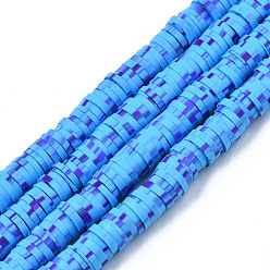 Dodger Blue Handmade Polymer Clay Beads Strands, for DIY Jewelry Crafts Supplies, Heishi Beads, Disc/Flat Round, Dodger Blue, 6x0.5~1mm, Hole: 1.8mm, about 290~320pcs/strand, 15.75 inch~16.14 inch(40~41cm)
