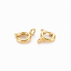 Real 18K Gold Plated Brass Spring Ring Clasps, Nickel Free, Real 18K Gold Plated, 6x1.5mm, Hole: 1.5mm