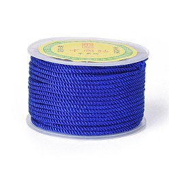 Blue Polyester Milan Cord for DIY Jewelry Craft Making, Blue, 3mm, about 27.34 yards(25m)/roll