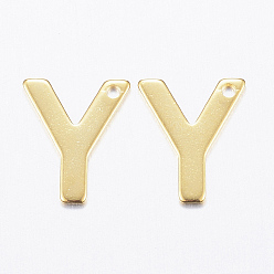 Letter Y 304 прелести нержавеющей стали, буквы, начальные чары, реальный 18 k позолоченный, letter.y, 11x6~12x0.8 мм, отверстие : 1 мм