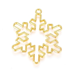Golden Alloy Open Back Bezel Pendants, For DIY UV Resin, Epoxy Resin, Pressed Flower Jewelry, Christmas Snowflake, Golden, 41x33x2mm, Hole: 2mm