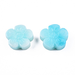 Light Sky Blue Synthetic Coral Beads, Dyed, Imitation Jade, Flower, Light Sky Blue, 12.5x14x5.5mm, Hole: 1.4mm
