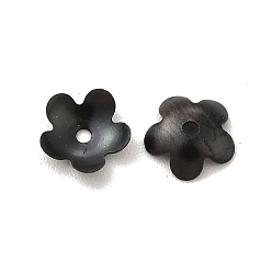Electrophoresis Black 304 de acero inoxidable tapas de cuentas, flor, 5-pétalo, electroforesis negro, 5.5x6x1 mm, agujero: 0.6 mm