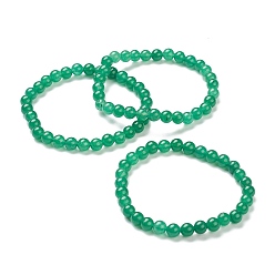Green Aventurine Natural Green Aventurine Beaded Stretch Bracelets, Round, Beads: 6~6.5mm, Inner Diameter: 2-1/4 inch(5.55cm)