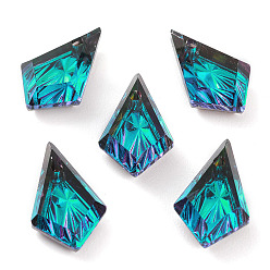 Azul Bermuda Colgantes de diamantes de imitación de vidrio en relieve, facetados, cometa, azul bermudas, 19x12x5.5 mm, agujero: 1.2 mm