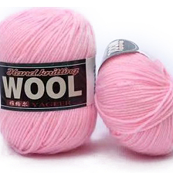 Pearl Pink Polyester & Wool Yarn for Sweater Hat, 4-Strands Wool Threads for Knitting Crochet Supplies, Pearl Pink, about 100g/roll