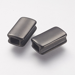 Bronze 304 billes d'acier inoxydable, rectangle, gris anthracite, 12.6x5.8x4mm, Trou: 2.6x3.3mm