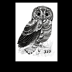 Black Owl Pattern Removable Temporary Water Proof Tattoos Paper Stickers, Black, 21x14.8cm