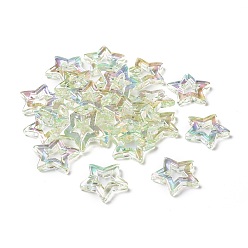 Vert Pâle Placage uv perles acryliques irisées arc-en-ciel, étoiles, vert pale, 26x27x5mm, Trou: 2mm