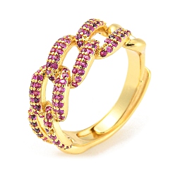 Violeta Anillo ajustable de circonita cúbica, anillo de latón chapado en oro real 18k, sin plomo y el cadmio, violeta, diámetro interior: 17 mm