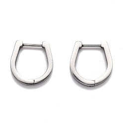 Stainless Steel Color 304 Stainless Steel Huggie Hoop Earrings, Horse Shoe, Stainless Steel Color, 16.5x16x3mm, Pin: 1mm
